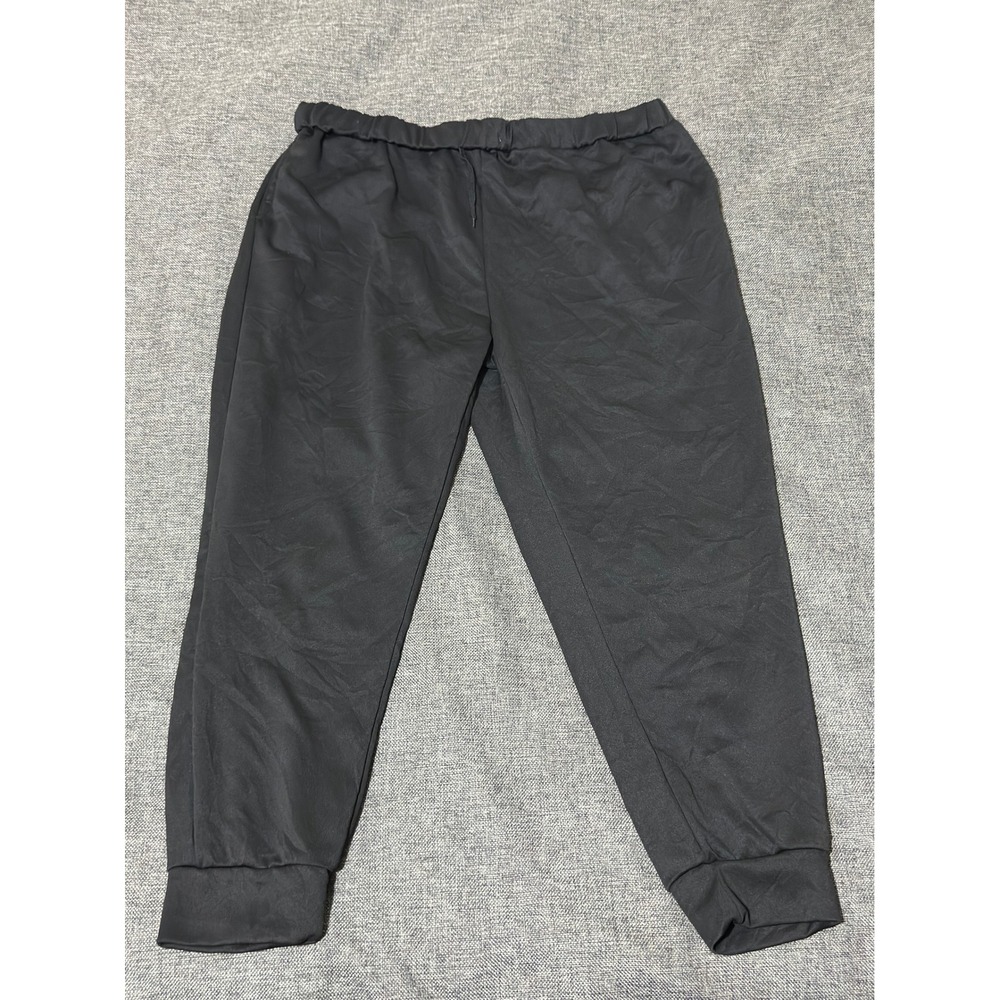 Unbranded Mens 4XL Jogger Pants Black Solid Polyester Elastic Waist Casual